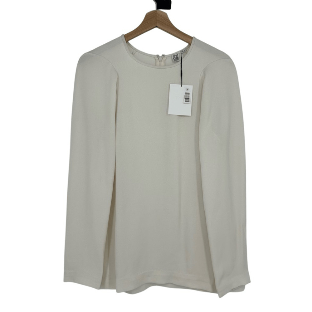 TOTEME Slouched Shoulder Top Sz 34 Off White Minimalist Capsule Wardrobe Office